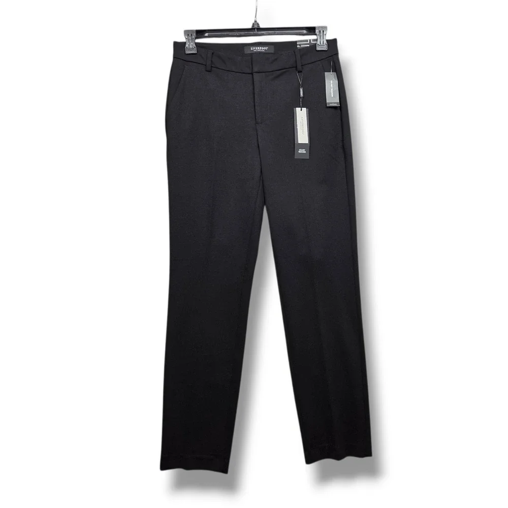 Liverpool Kelsey Trouser Womens 8 Tall Black Mid Rise Slim Leg Pants - Picture 1 of 12